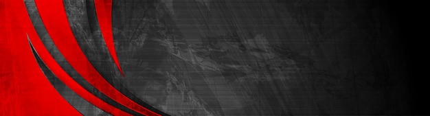 Grunge ondulado contraste corporativo rojo y negro fondo textural Vector diseño de banner abstracto