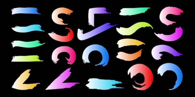 Grunge pincel gradiente color arco iris color gradiente pincelado vectorial aislado