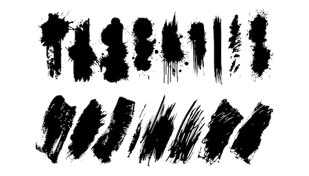 Vector grunge pinceladas negras conjunto vectorial ilustración arte pincel arte y diseño abstracto texturizado