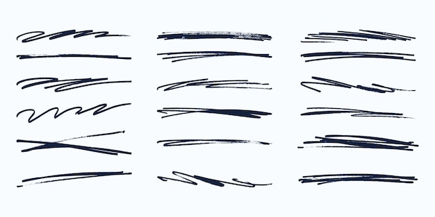 Grunge pinceladas sketchy y líneas de lápiz subrayan líneas de pincel con bordes ásperos abstracto