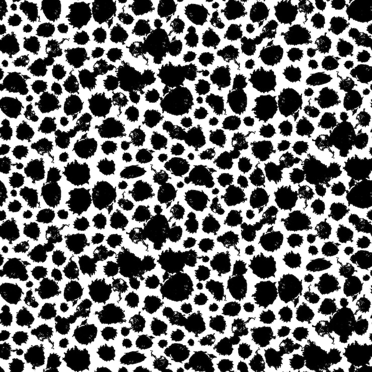 Vector grunge spots patrón sin costura con manchas de tinta dibujadas a mano ornamento para imprimir en la cubierta de la tela y el embalaje ornamento vectorial simple en blanco y negro aislado sobre fondo blanco