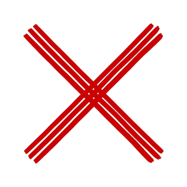 Grunge sucio dibujado a mano con pinceladas cruzadas x ilustración vectorial aislada sobre fondo blanco