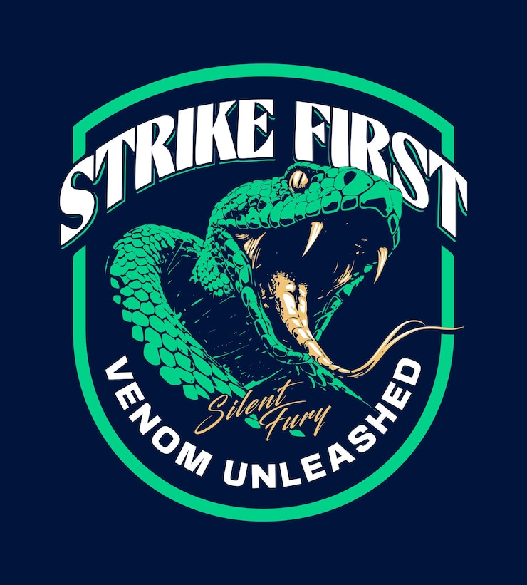 Vector grunge vector emblem design with attacking snake