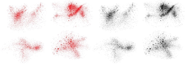 Grunge vector negro y rojo color salpicaduras de sangre pincel de pintura conjunto Grunge pincel líneas de trazo y forma