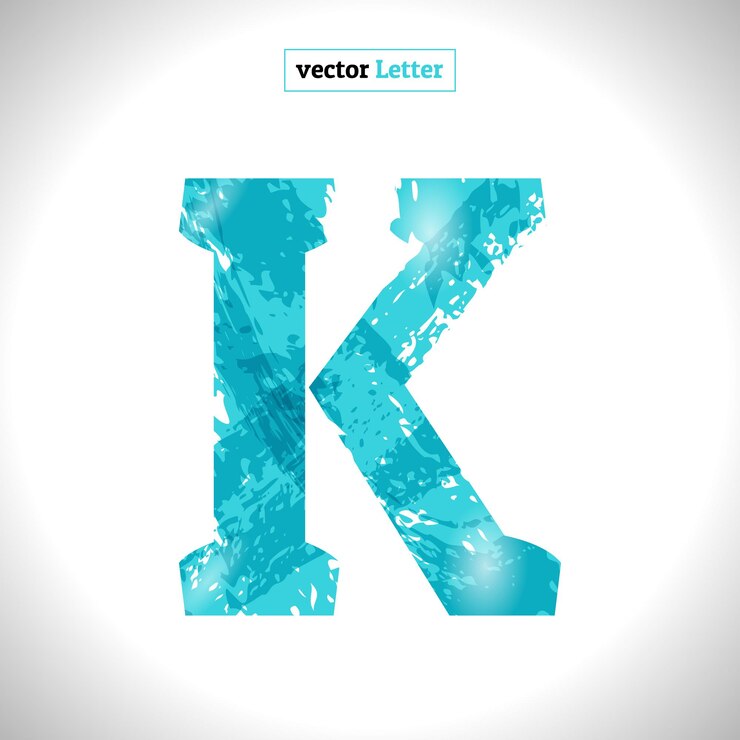 Vector grunge vector símbolo k fuente azul estilo de dibujo