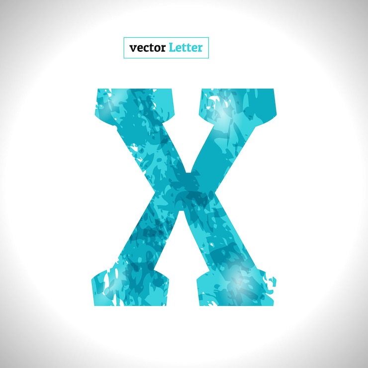 Vector grunge vector símbolo x fuente azul estilo de dibujo