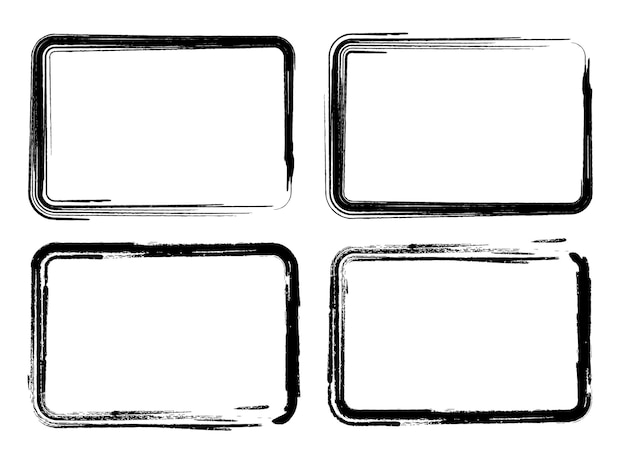 Grungy marco rectangular pincel rectángulos ilustración vectorial