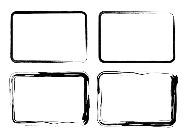 Grungy marco rectangular pincel rectángulos ilustración vectorial