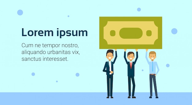 Grupo acertado de los hombres de negocios que lleva a cabo concepto de la estrategia del éxito de las finanzas del dólar