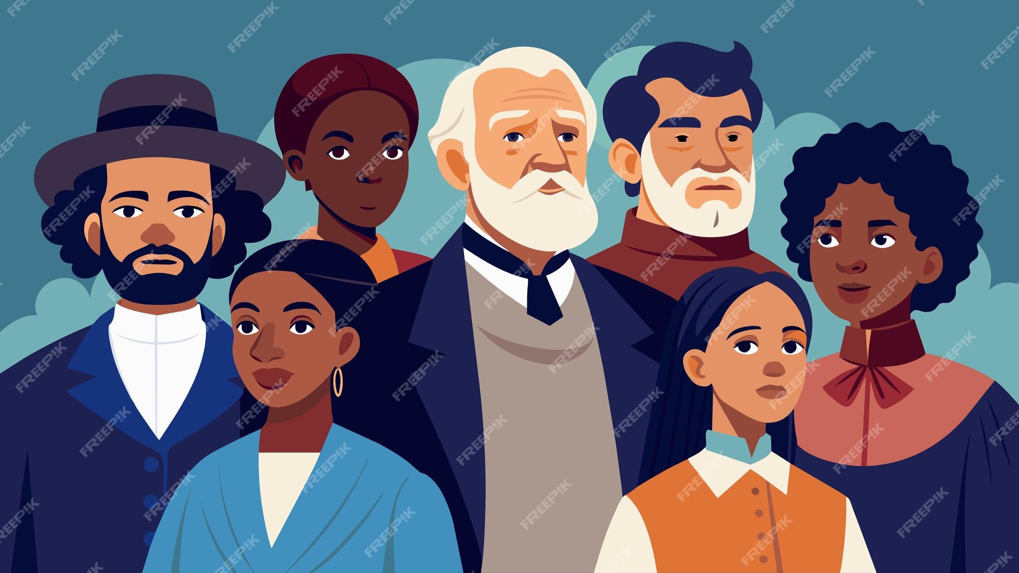 Un grupo de actores que representan a abolicionistas influyentes como