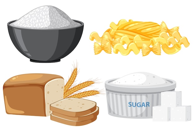 Vector grupo de alimentos carbohidratos