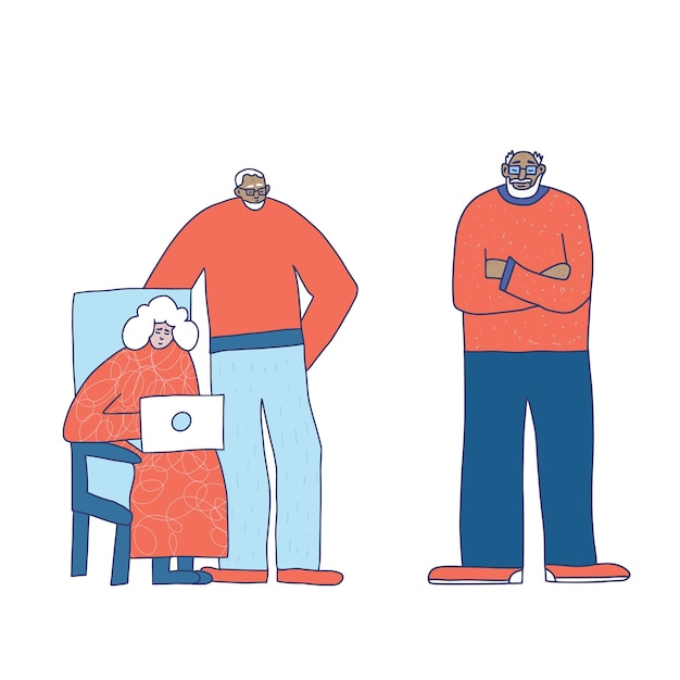 Grupo de ancianos aislados Ilustración vectorial
