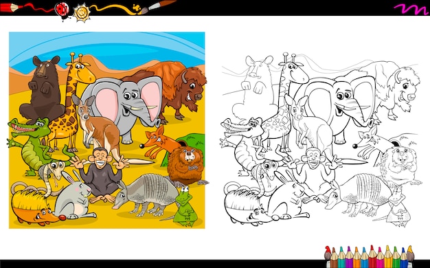 Grupo de animales para colorear