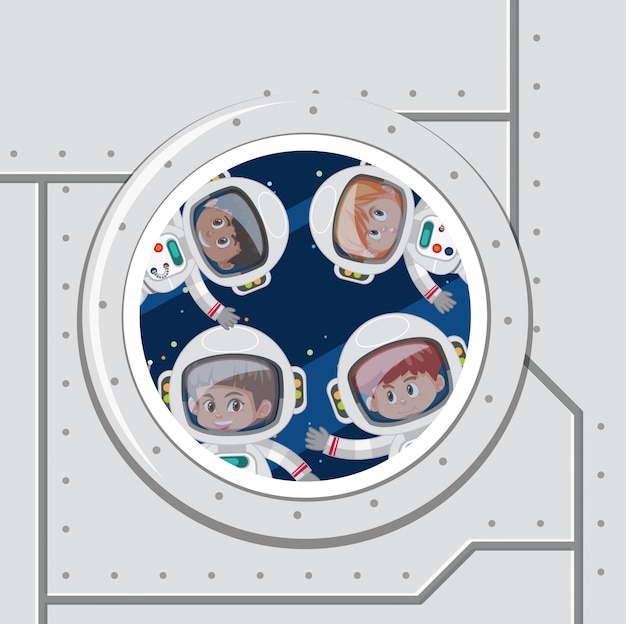 Grupo de astronautas en el espacio.