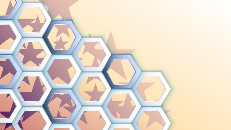 Vector grupo blanco hexágonos 3d fondo degradado estrellado