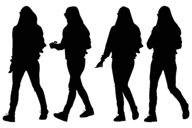 Grupo de bolso de compras de moda con chicas de silueta