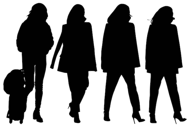 Vector grupo de las chicas de silueta de moda.