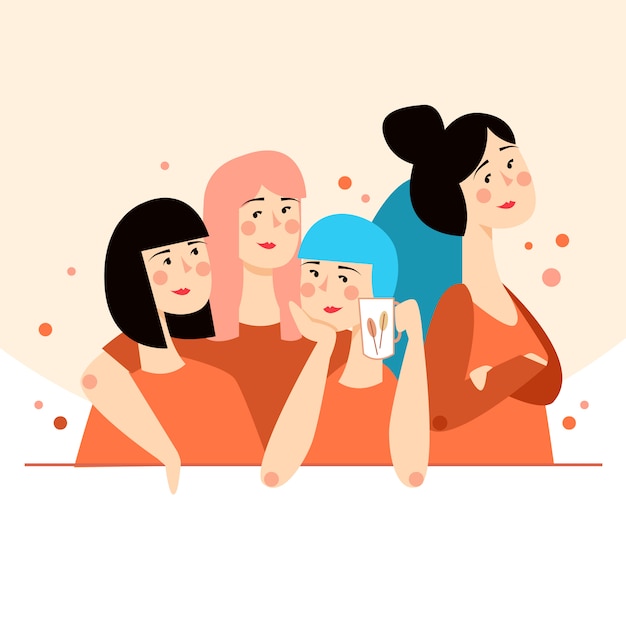 Vector grupo de chicas sonriendo