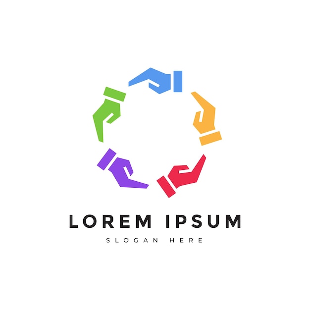 Grupo de círculo comunitario trabajo en equipo asociación solidaridad diseño de logotipo ilustración gráfica vectorial