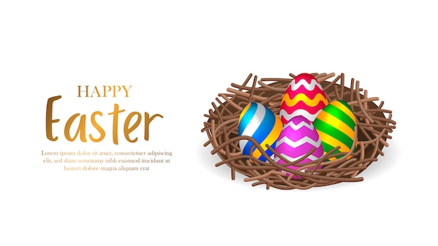 Grupo colorido de huevos en 3D para Pascua.