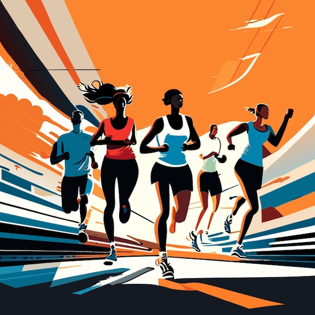 grupo corriendo ilustración vectorial plana