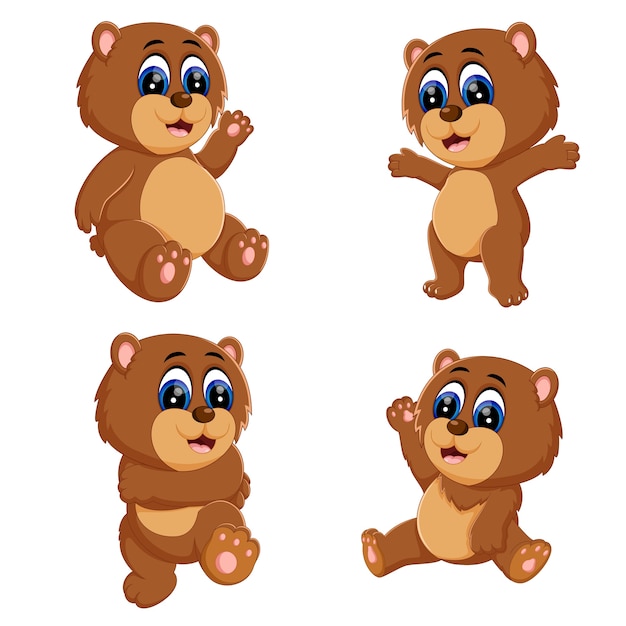 un grupo de dibujos animados de oso bebé