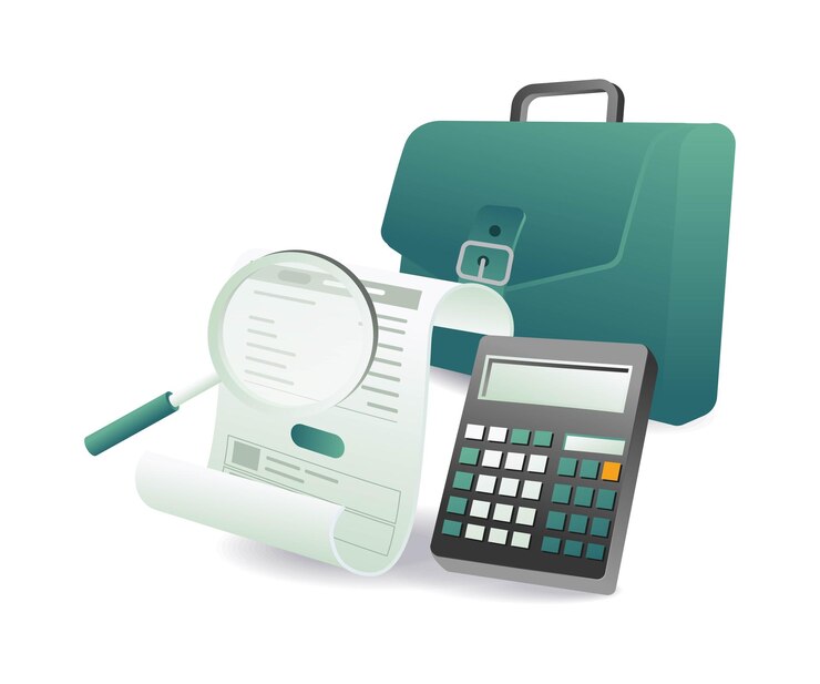 Vector un grupo de diferentes calculadoras, incluida una que tiene una calculadora en ella