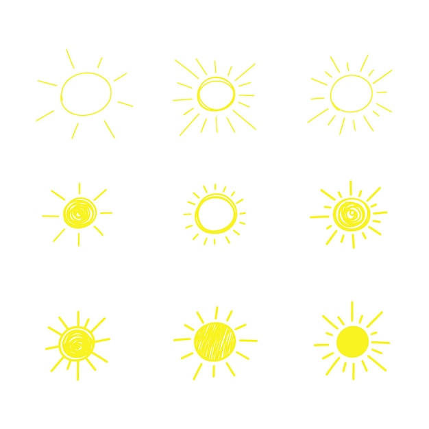 un grupo de diferentes imágenes del sol con las palabras sol y las palabras sol