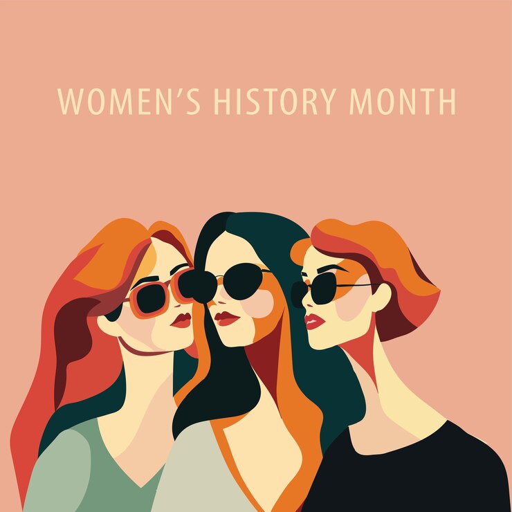 Un grupo de diferentes mujeres hermosas mes de la historia de la mujer día de la mujer
