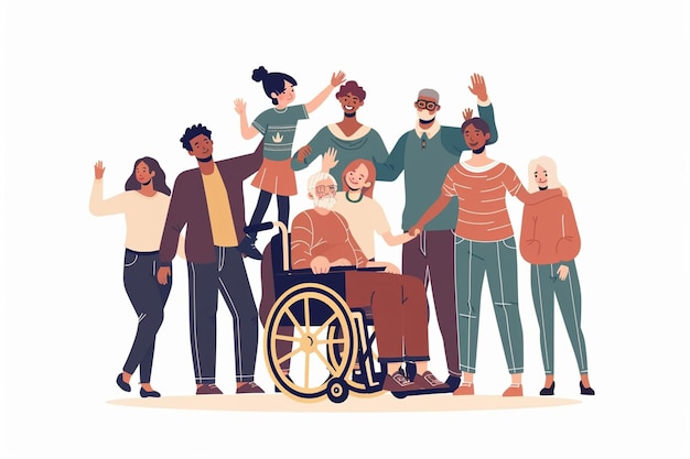 Un grupo diverso que se ayuda el uno al otro Ilustración