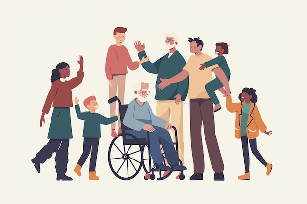 Un grupo diverso que se ayuda el uno al otro Ilustración
