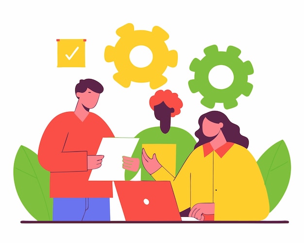 Grupo de empresarios con una ilustración de trabajo en equipo del portafolio
