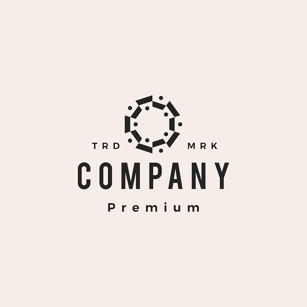 Grupo de equipo familiar de diez personas de 10 ilustración de icono de vector de logotipo vintage hipster humano