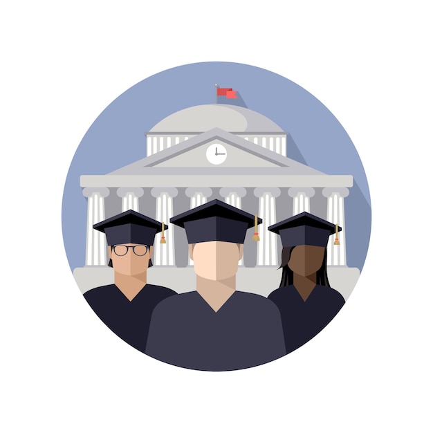 Grupo de estudiantes con gorra de posgrado y manto de diferentes razas, nacionalidades y piel.