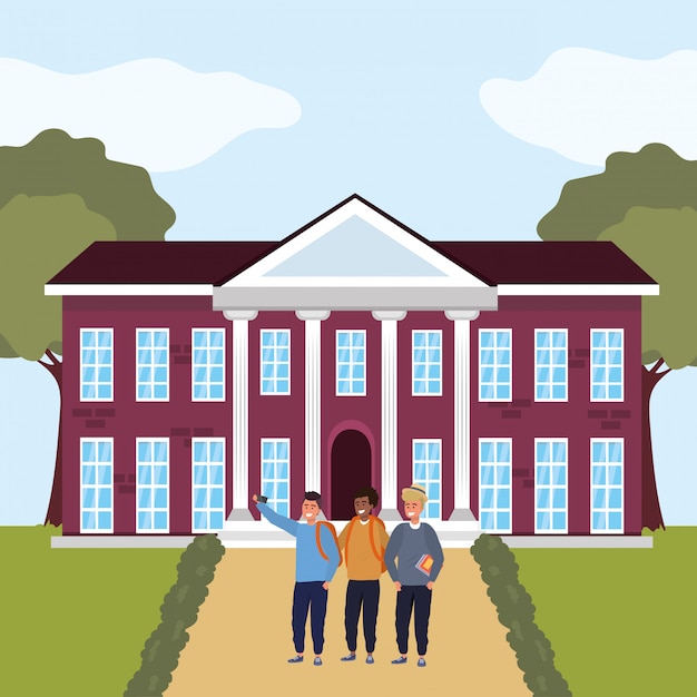 Grupo de estudiantes milenarios en el campus