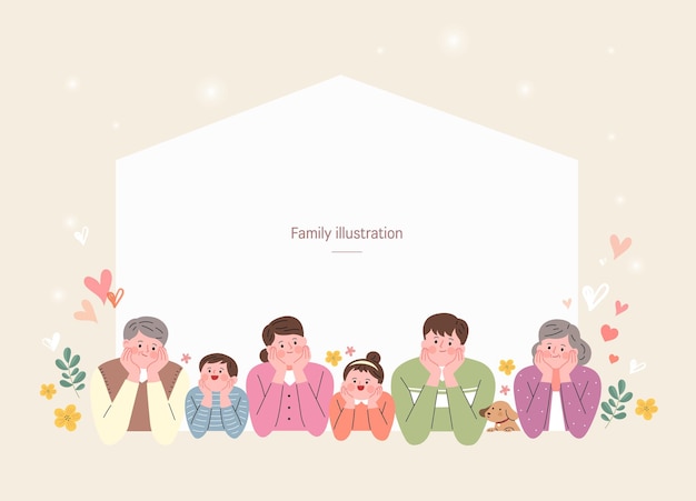 un grupo de familia feliz ilustración