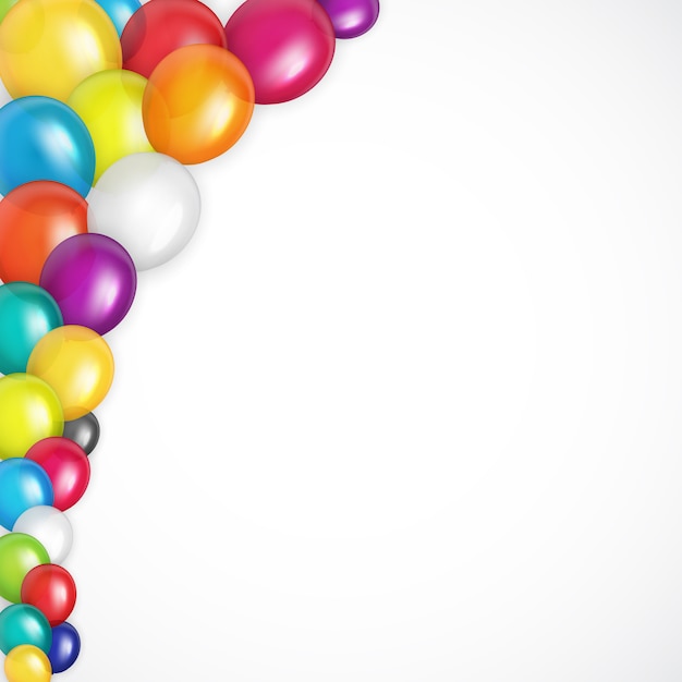Grupo de fondo de globos de helio brillante de color. Conjunto de globos para cumpleaños, aniversario, celebración fiesta decoraciones.
