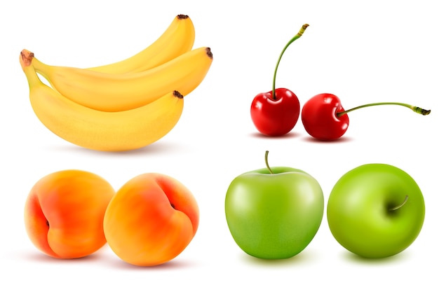 Vector grupo de frutas frescas de colores