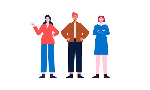 Grupo de gente de negocios Hombre de negocios Mujer de negocios en conjunto Ilustración de diseño plano