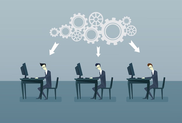 Grupo de gente de negocios trabajando en computadoras
