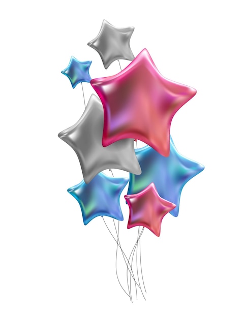 Grupo de globos de helio brillante de color aislado sobre fondo blanco. Ilustración vectorial EPS10