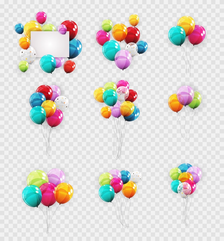 Vector grupo de helio brillante de color