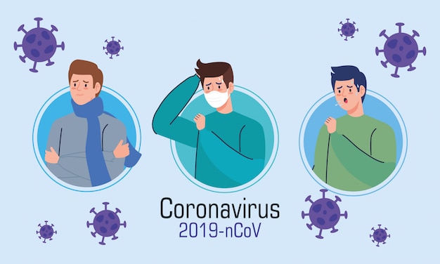 Grupo de hombres enfermos de coronavirus 2019 ncov