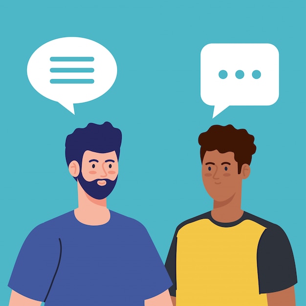 Grupo de hombres jóvenes, hablar