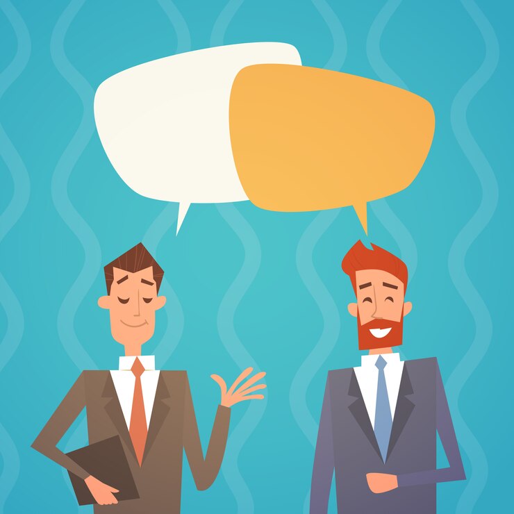 Vector grupo de hombres de negocios chat bubble team recursos humanos colegas