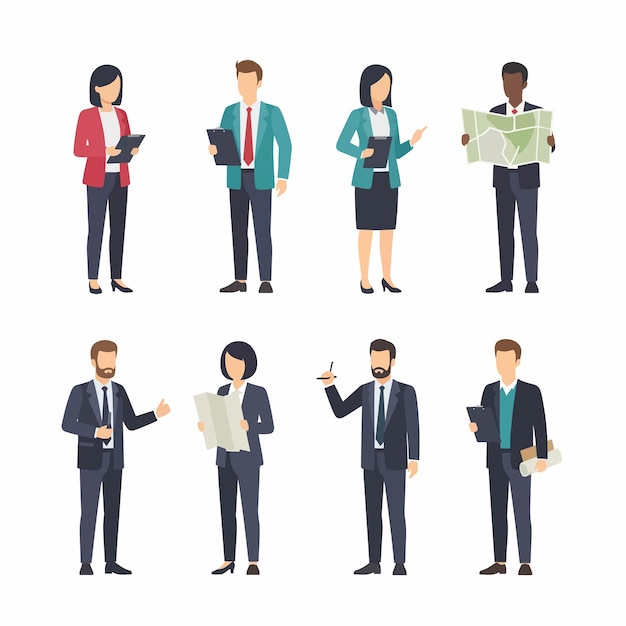 Grupo de hombres de negocios con un mapa y un clipboard