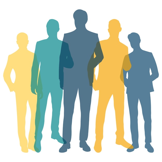 Grupo de hombres de negocios de pieSiluetas de hombres de negociosIlustración vectorial