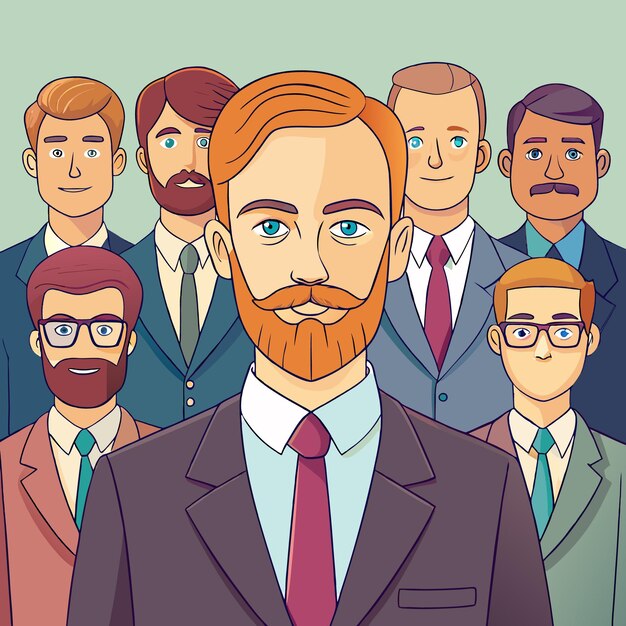 Grupo de hombres de negocios en trajes sonriendo de pie juntos