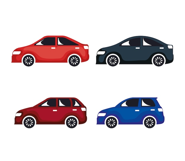 Grupo de iconos de sedán de coches