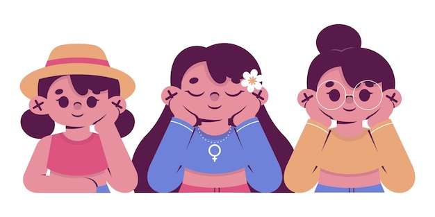 Vector grupo de ilustración de mujeres para celebrar el día internacional de la mujer